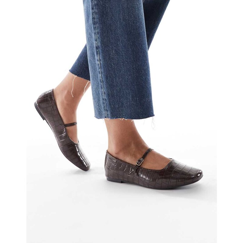 SEQWL Iris ballet flats in croc brown