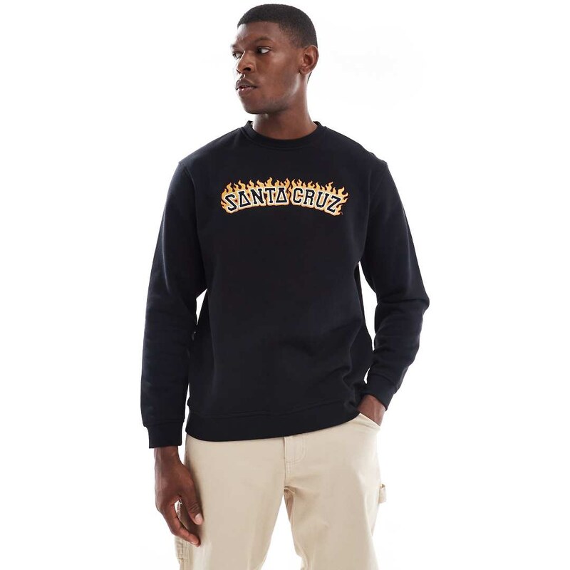 Santa Cruz regular fit embroidered flame logo sweatshirt in