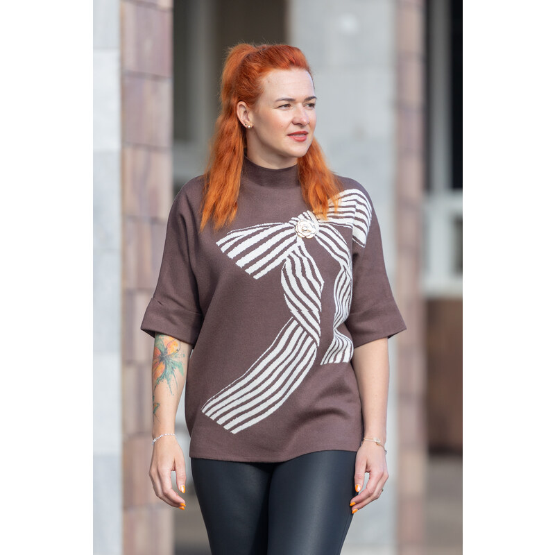 M.B.21 Dámský svetr BOWIE Barva: čokoládová, Velikost: UNI: M-2XL 107977907