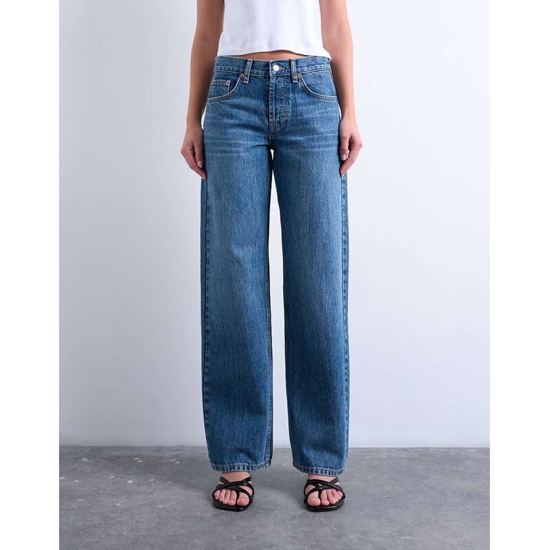Topshop low rise straight leg jean in vintage blue