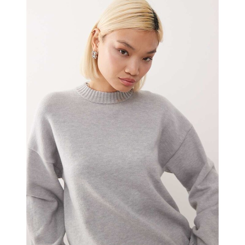 Monki oversized jumper with drop shoulder in grey melange 107981350