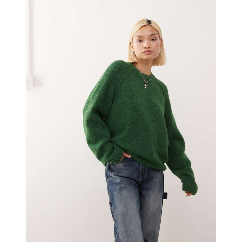 Weekday oversized jumper in slub yarn with reversed seams in dark 107981397