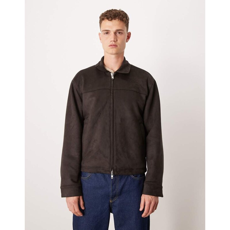 Abercrombie & Fitch lightweight cropped zip vegan suede jacket