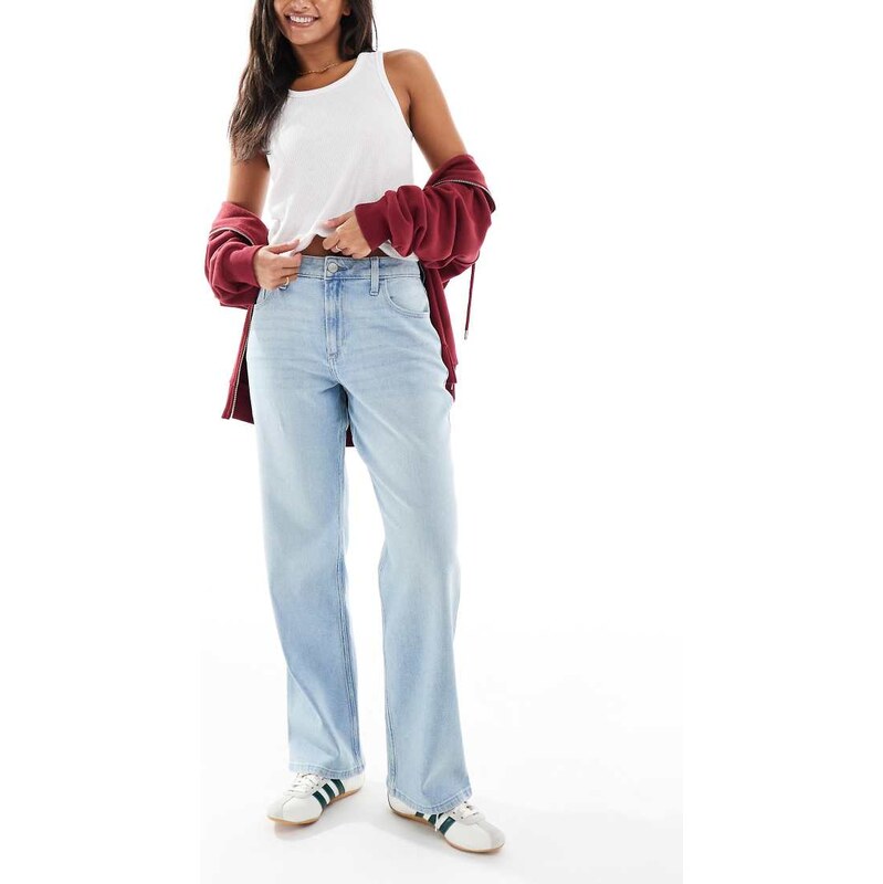 Hollister high rise curvy dad jeans in medium blue wash 108304493