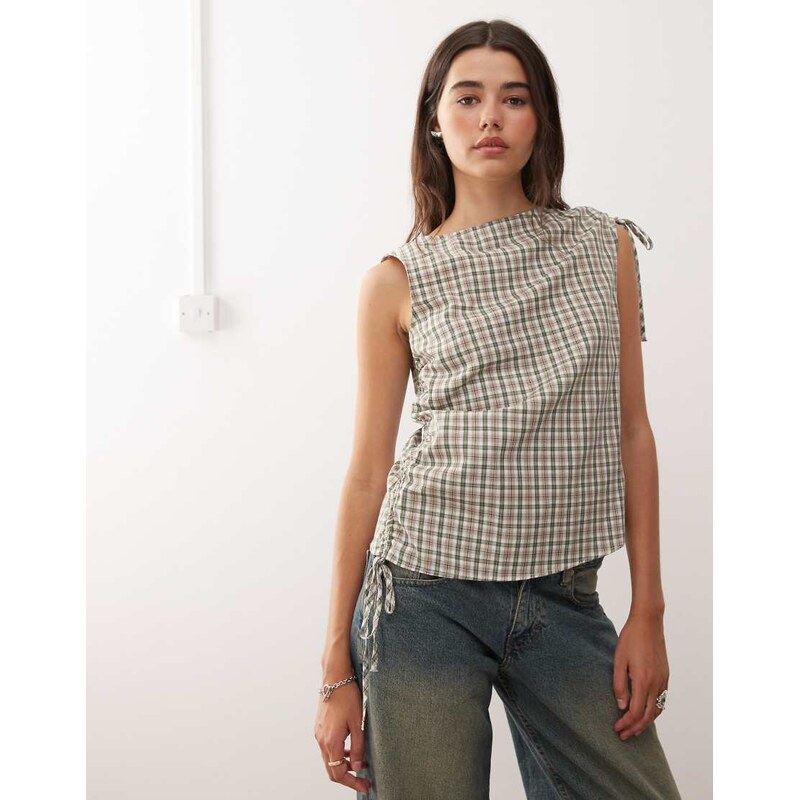 Reclaimed Vintage top with adjustable gathers on shoulder and side 107981438