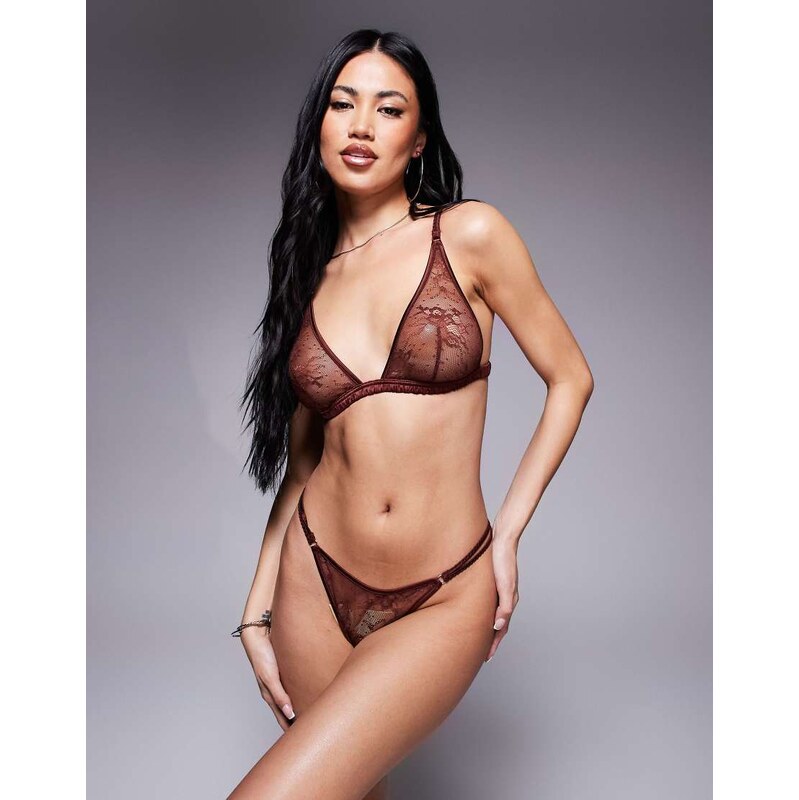 ASOS DESIGN Bruna lace high apex triangle bra with satin binding in 107983208