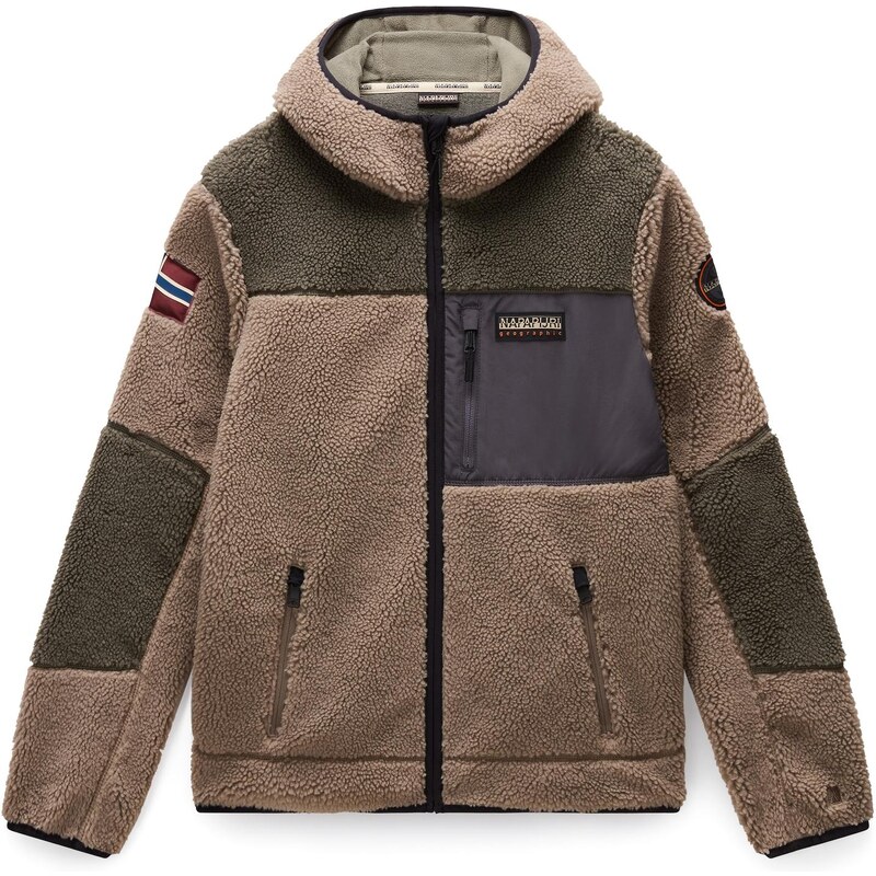NAPAPIJRI Fleecová mikina 'Yupik' hnědá / khaki / černá
