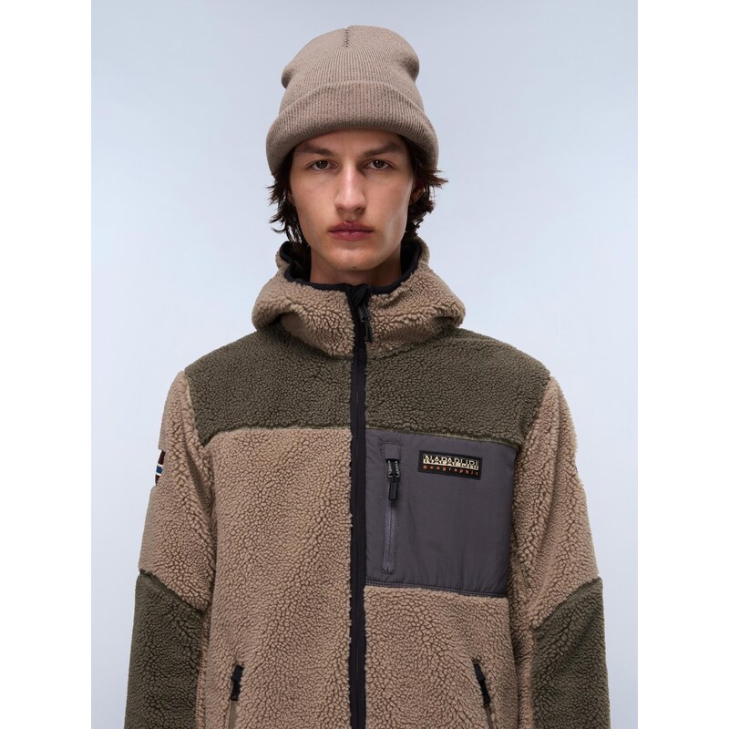 NAPAPIJRI Fleecová mikina 'Yupik' hnědá / khaki / černá