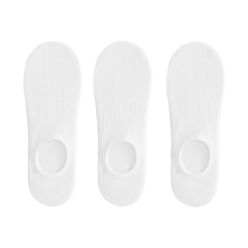 OYSHO 3 pairs of high cut cotton blend invisible sports socks in white 107983319