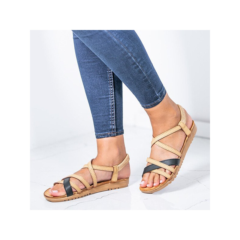 Resti Beige - black sandals with Zsofia elastic - Footwear 1 107994365