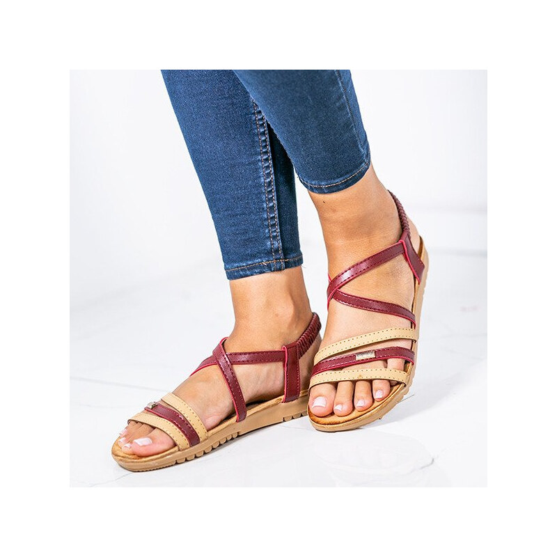 Resti Red and beige sandals with elastic Zsofia - Footwear 107994369