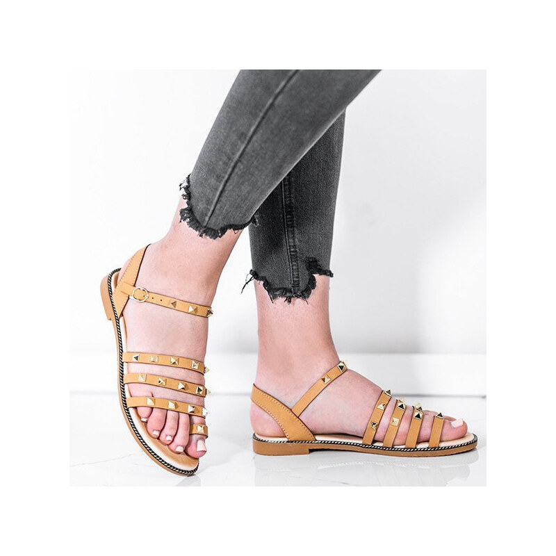 Resti Beige sandals with gold studs Sokoto - Footwear 107994371
