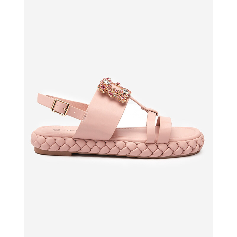 Resti Womens light pink sandals with a decorative Govy buckle - 107994387