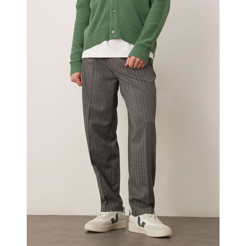 ASOS DESIGN smart oversized tapered trousers in black