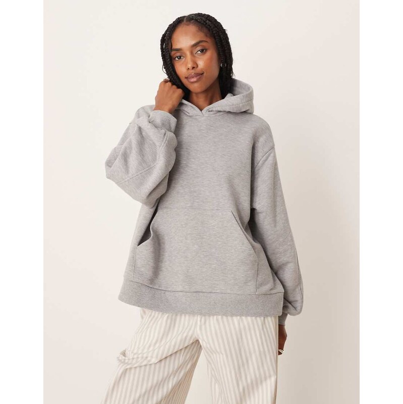 ASOS DESIGN godet detail hooded sweat in grey marl