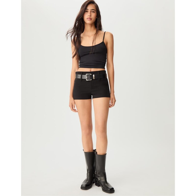 Stradivarius Smart mini shorts in black 107997617