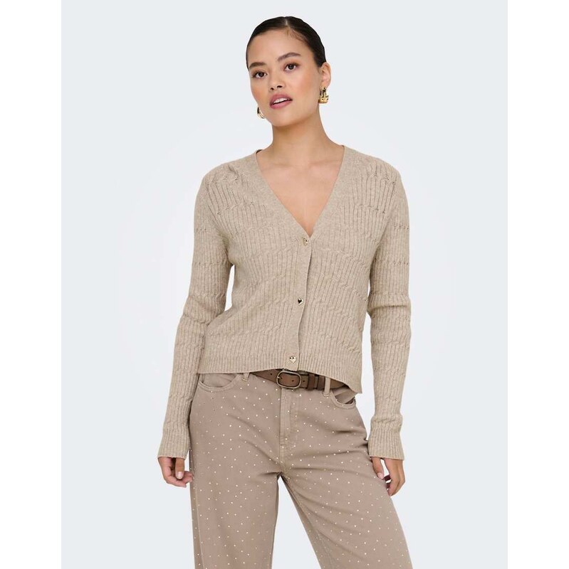 ONLY Knitted cardigan in mocha meringue-Green 115667136
