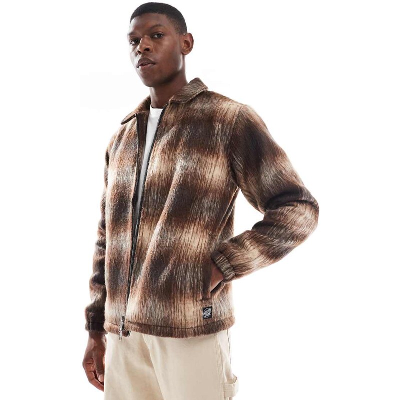 Santa Cruz regular fit shacket with quilted lining in brown