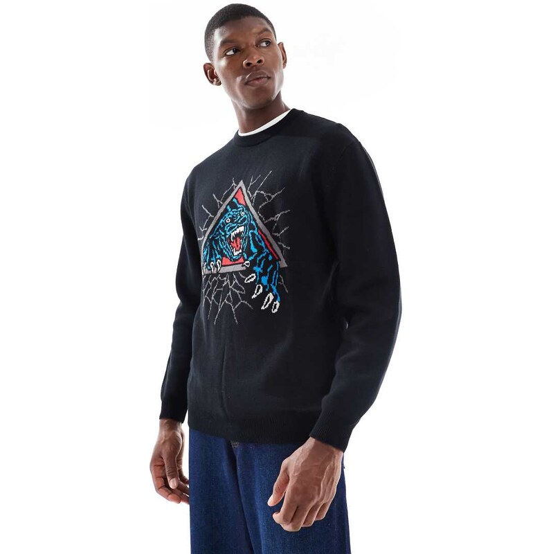 Santa Cruz regular fit knitted graphic jumper in black