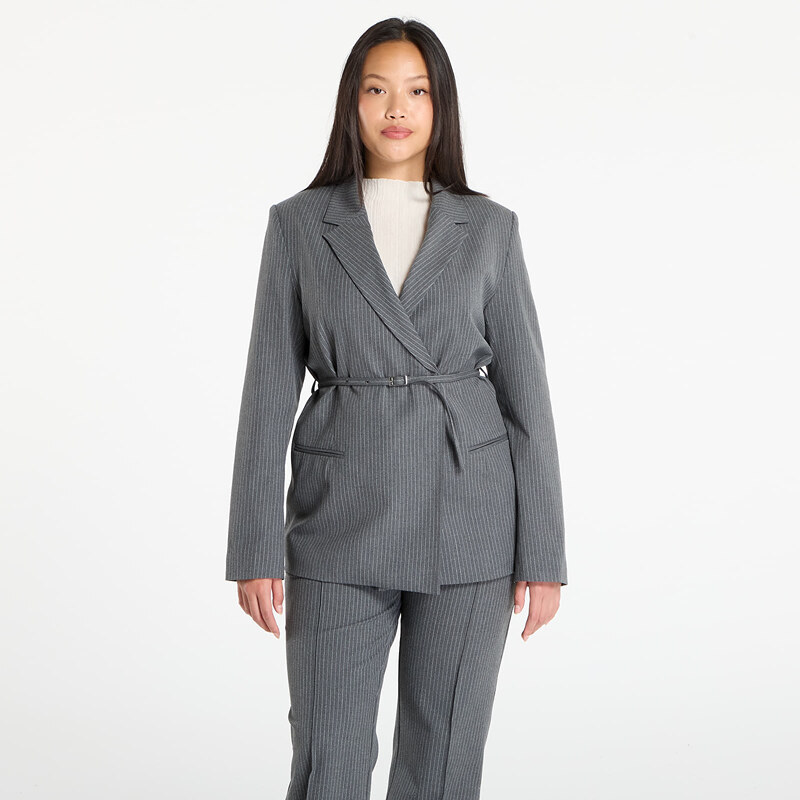 Kabát Samsøe Samsøe Salot Blazer Belt Dark Gull Gray Pinstripe L 108000005