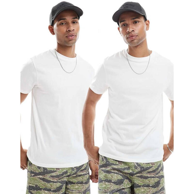 ASOS DESIGN Essentials 2 pack regular fit t-shirts in white