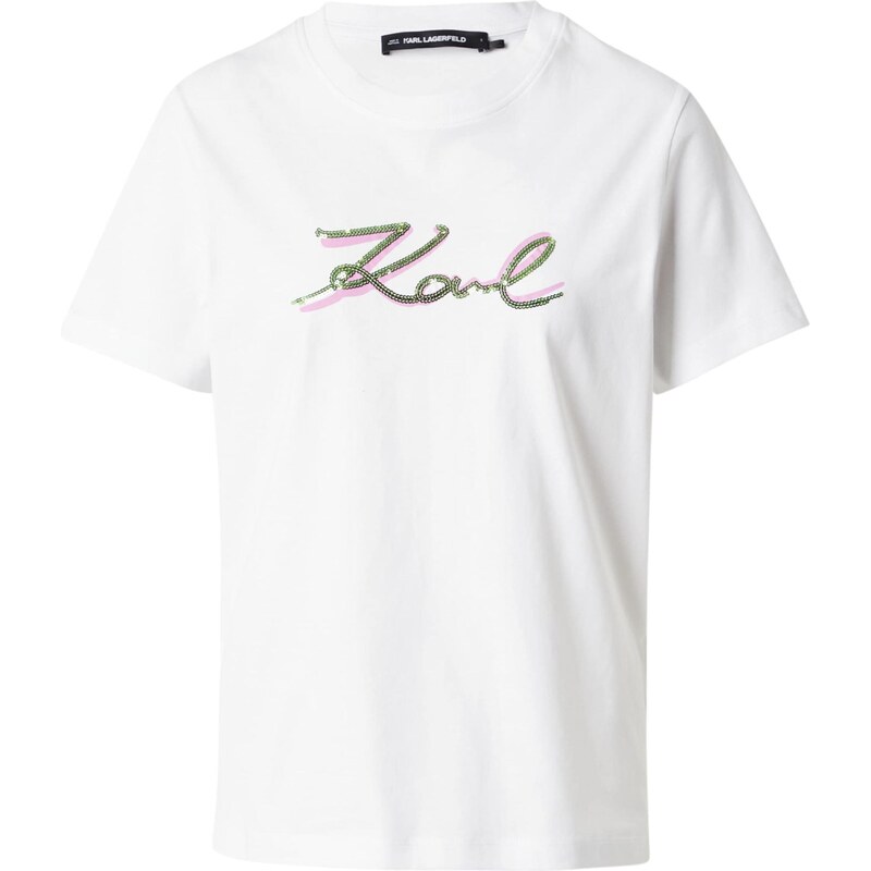 Karl Lagerfeld Tričko zelená / světle růžová / bílá
