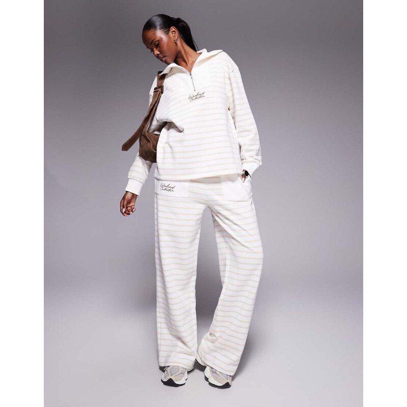 ASOS Weekend Collective Weekend Collective wide leg jogger in cream 108006449