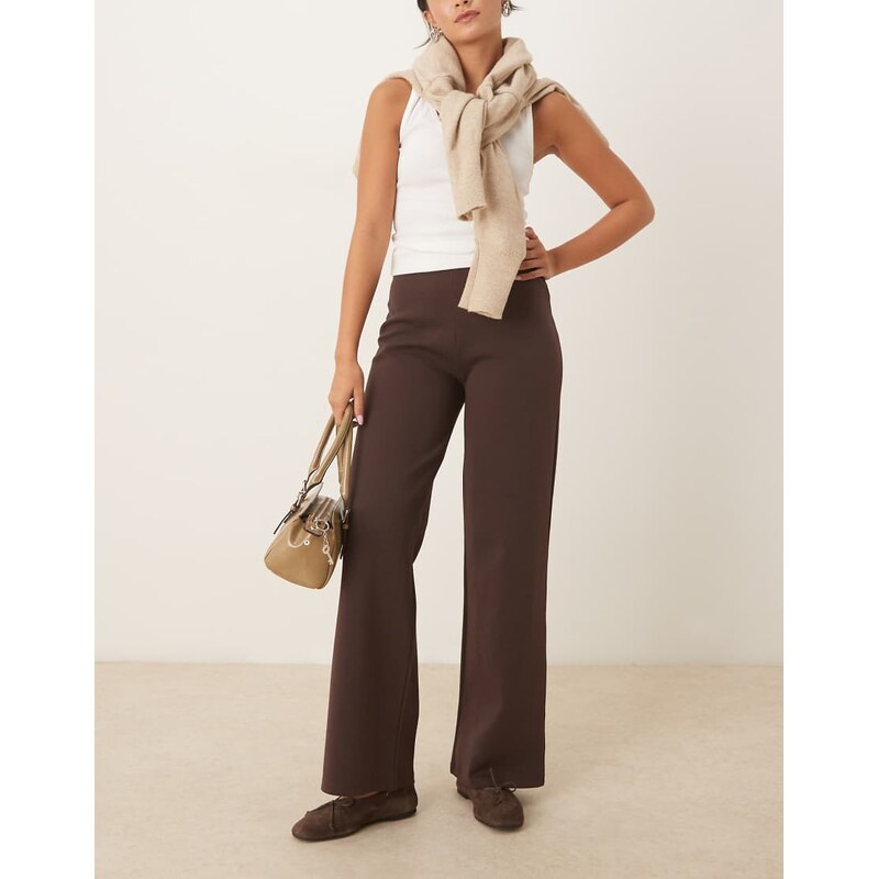 ASOS DESIGN interlock straight leg mid rise trousers with