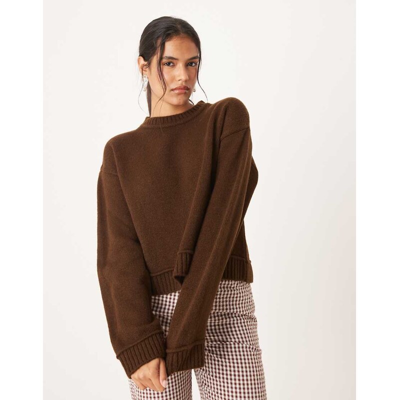 ASOS DESIGN knitted jumper in chocolate brown 108006560