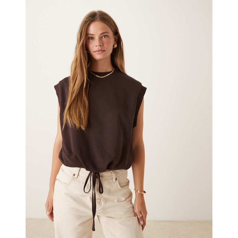 ASOS DESIGN bubble hem co ord sweat top with drawstring detail
