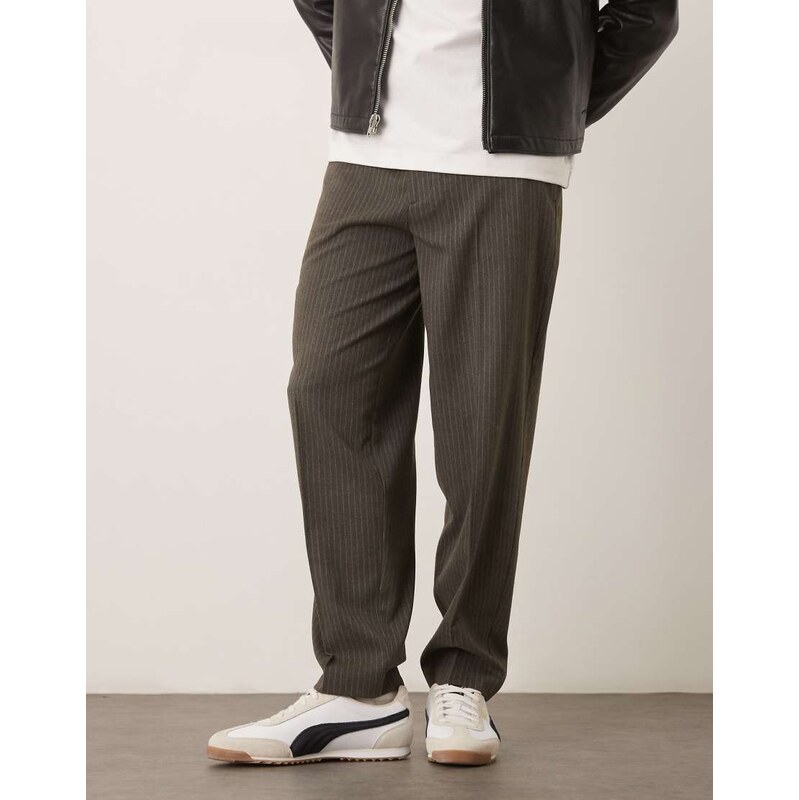 ASOS DESIGN smart oversized tapered trousers in grey flannel