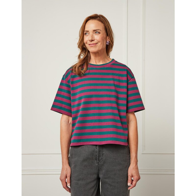 Studio Nila Triko Dora Plum Green Stripe XS