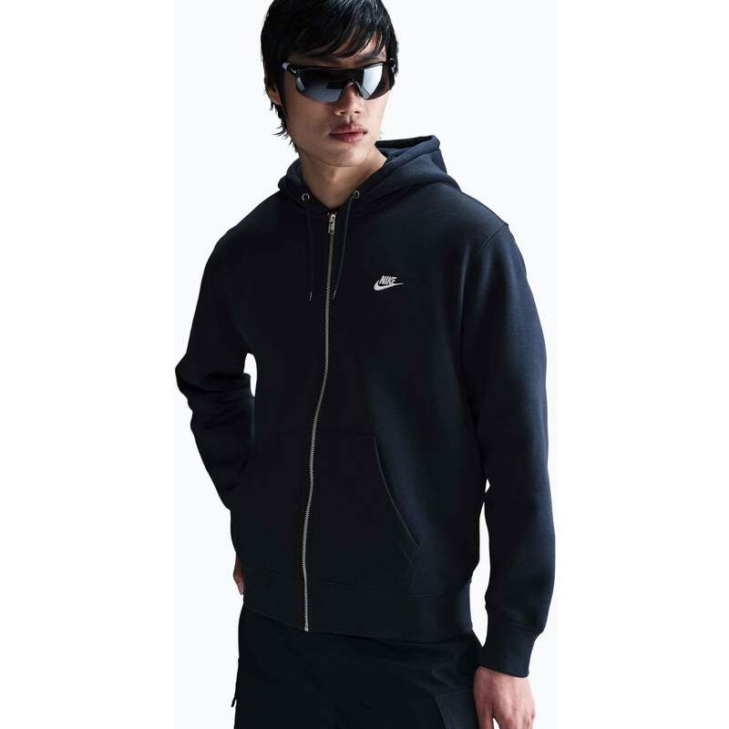 Pánská mikina Nike Club Full Zip Hoodie obsidian/obsidian/white