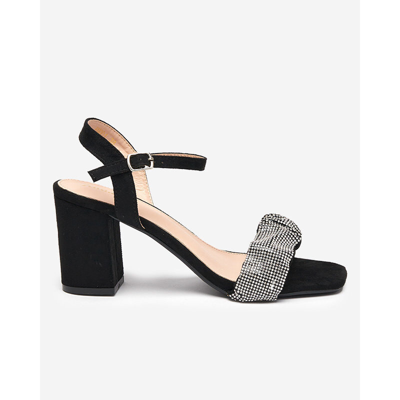 Resti Black womens sandals on a post with cubic zirconias Trieste - 108016080