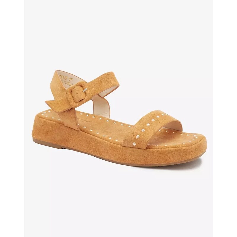 Resti Brown womens sandals with rhinestones Franssia - Footwear 108016090