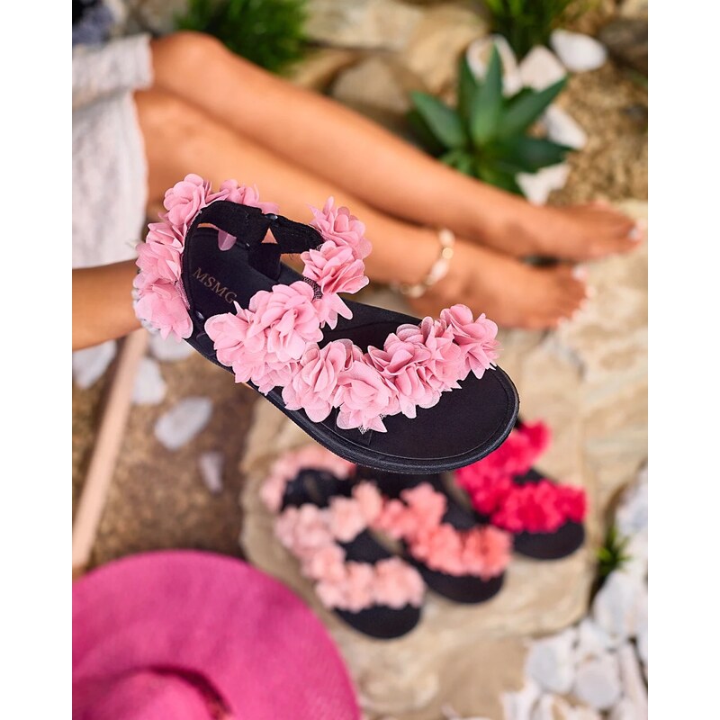 Resti Pink womens sandals with flowers Alferroy 108016099