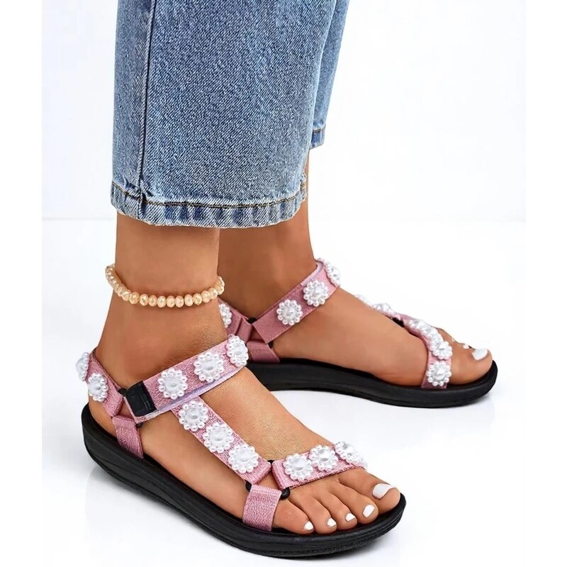 Resti Letitia pink platform sandals - classic pearl studs 108016189