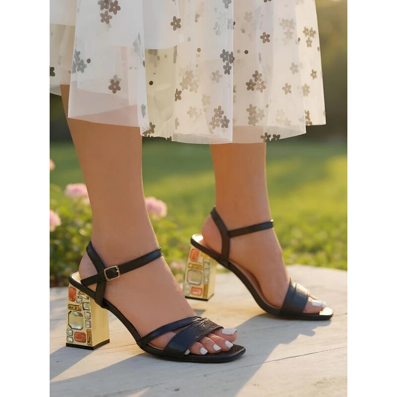 Resti Womens Glitter Crystal Charm Sandals