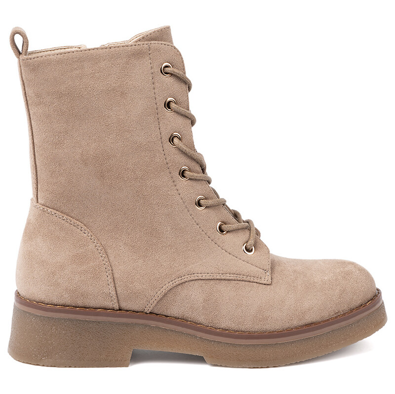 Shelvt Stylish beige workers with a round toe