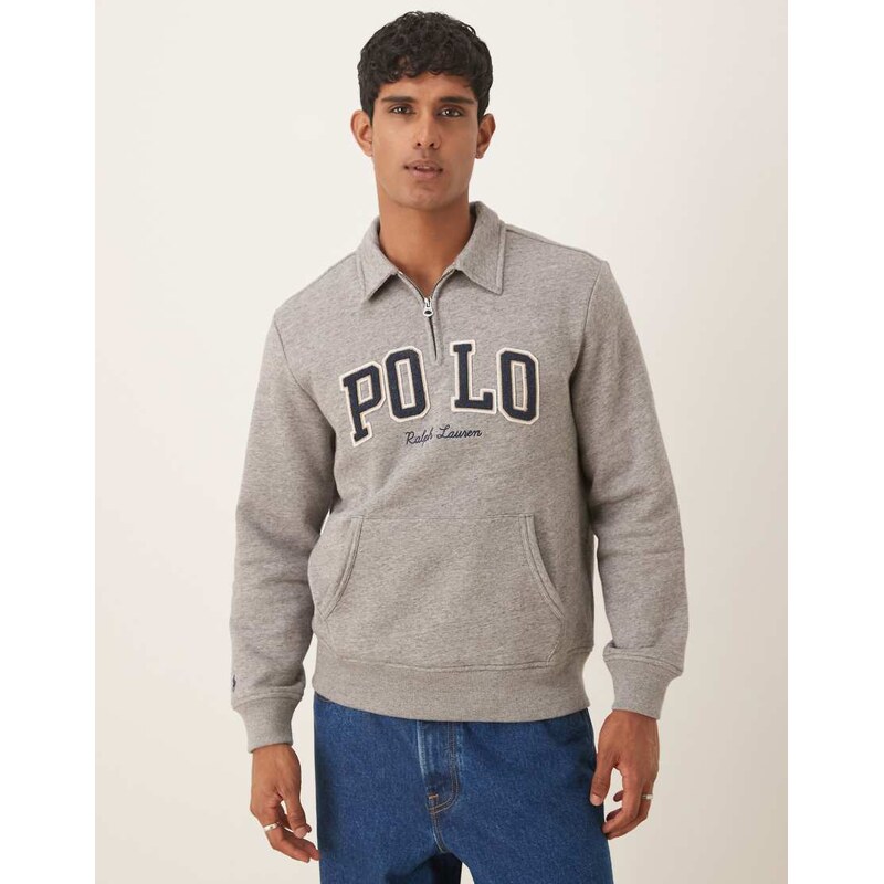 Polo Ralph Lauren large collegiate script logo half zip