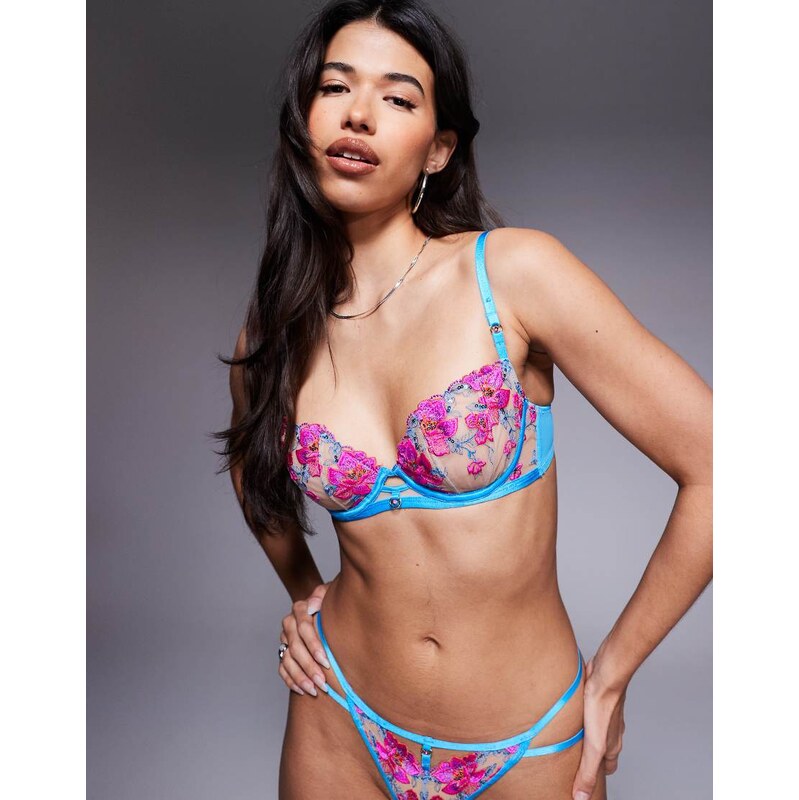 Ann Summers Glistening non padded balcony bra in light blue-Purple 108017396