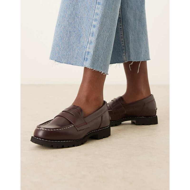 Timberland Noreen contrast stitch penny loafer in burgundy