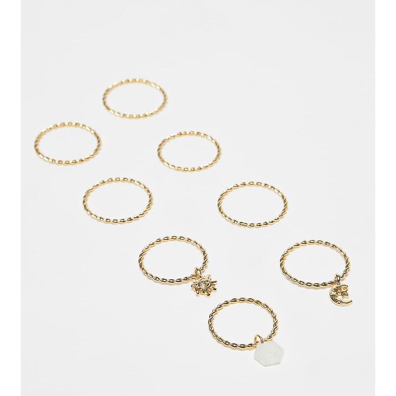 ASOS Curve ASOS DESIGN Curve multi-pack of rings with pendant charms 115740611