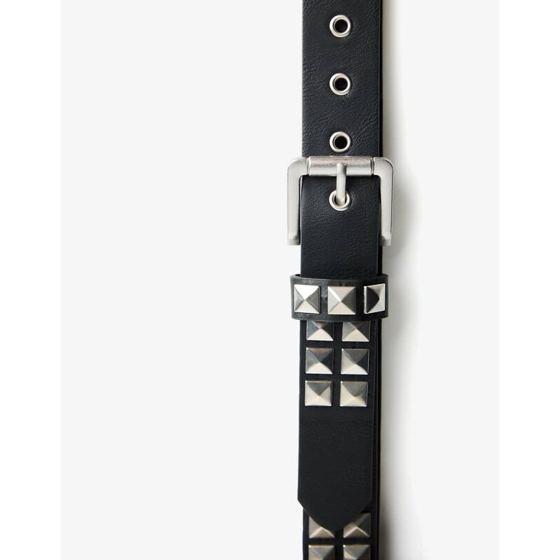 Bershka Studded leather effect belt in black 108017508