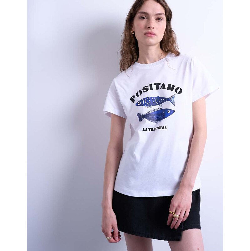 Topshop graphic Positano everyday tee in white 108017453