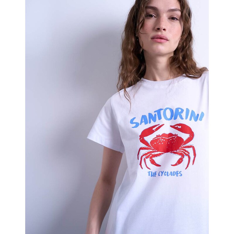Topshop graphic Santorini everyday tee in white