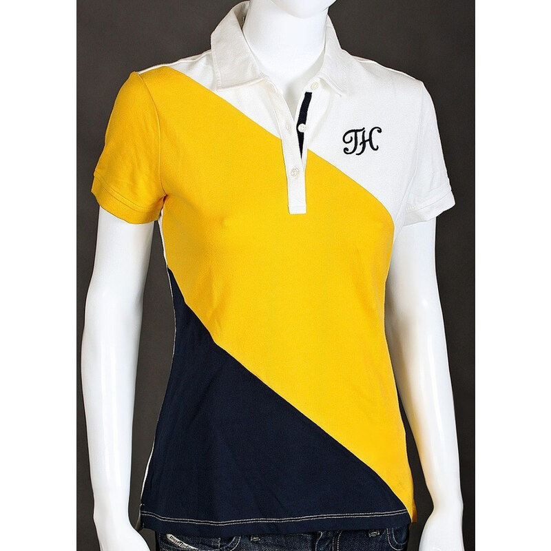 Tommy Hilfiger dámské polo tričko s pruhy černá/žlutá/bílá Stripe 30855819