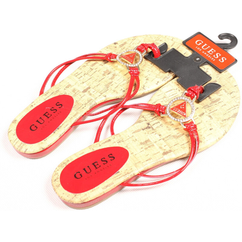 Guess dámské žabky sandály JOININ red/korek VELIKOST S 55532565