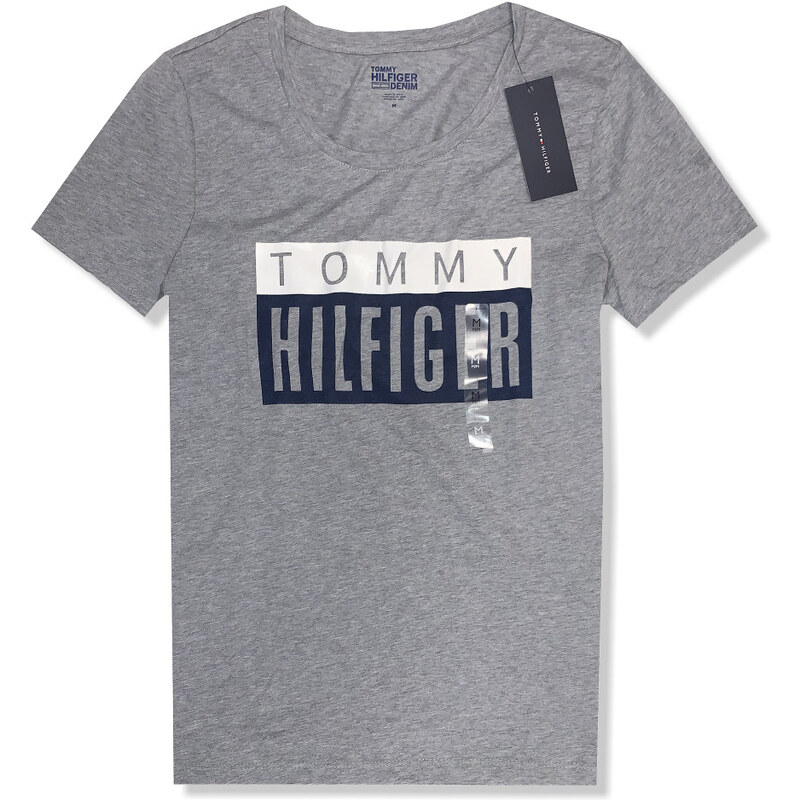 Tommy Hilfiger pánské tričko Logo Print šedé VELIKOST S