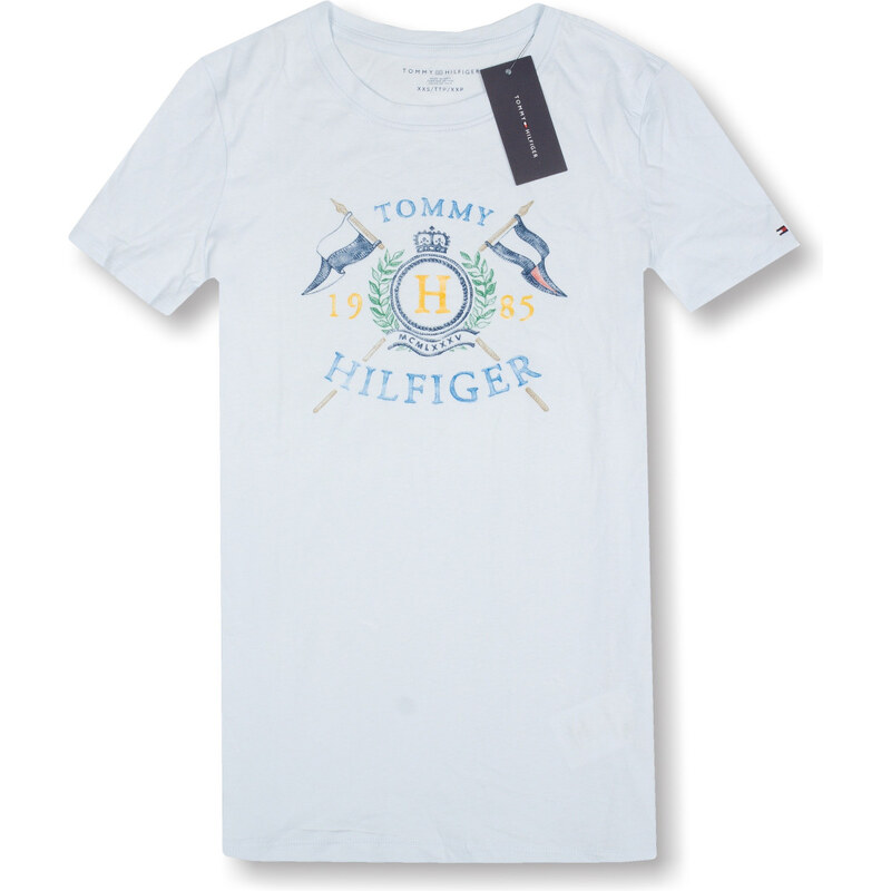 Tommy Hilfiger dámské tričko graphics světlé modré VELIKOST L